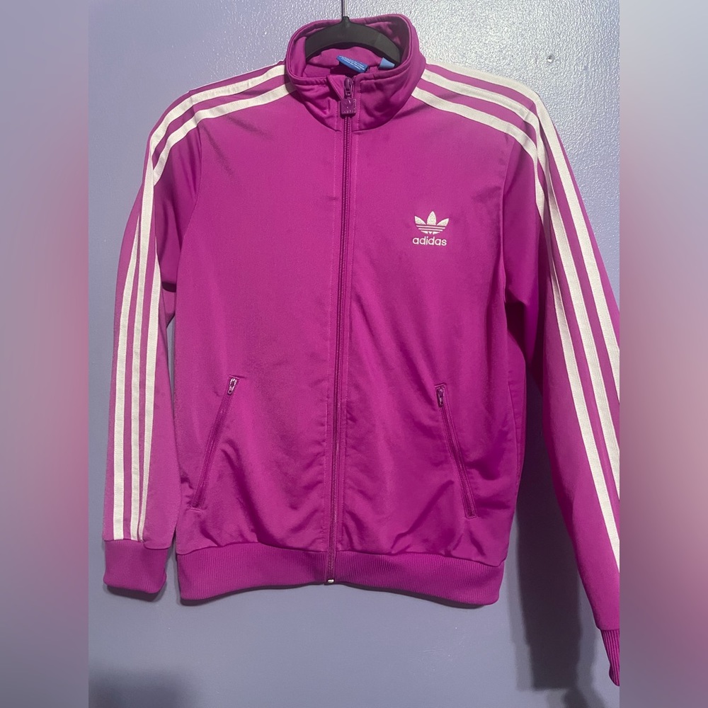 Girls Adidas Full Zip Fleece Track Jacket Size Large